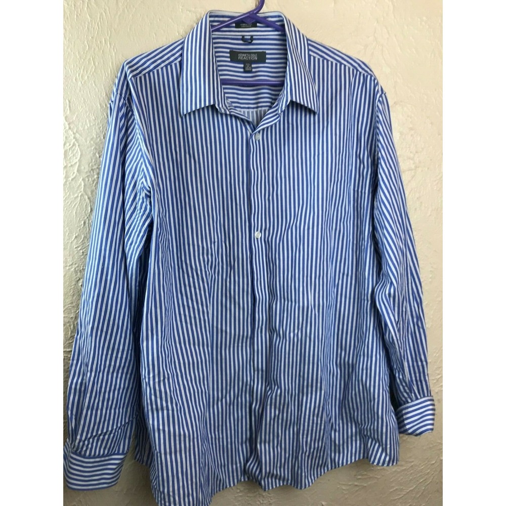 Kenneth Cole Reaction Mens‎ Button Down Dress Shirt Size XXL  18 34/35 slim fit